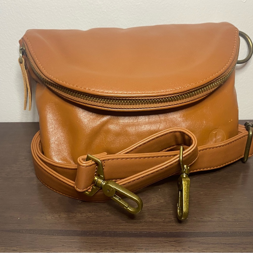 Leather Mini Crossbody Bag in Tan